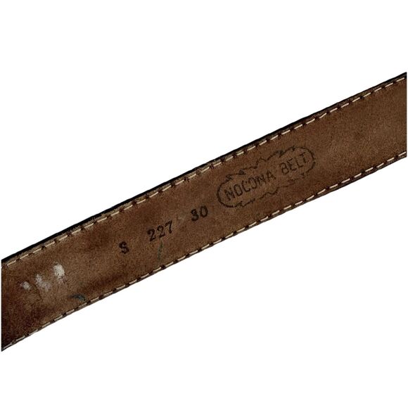 Vintage Nocona Tooled Underlay Leather Belt Brown Western Embossed Floral Sz 30 main image 7